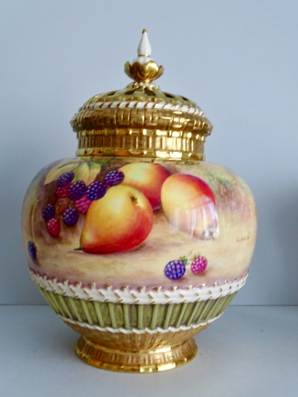 royal worcester painted fruit miniature tea set