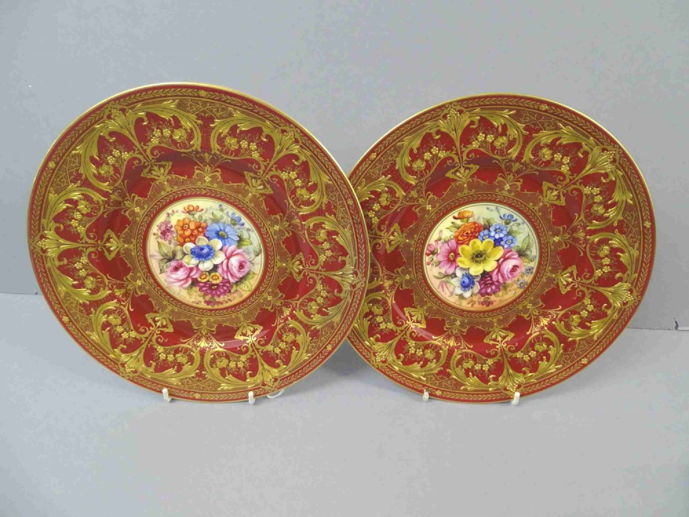 pair of royal worcester freeman floral plates